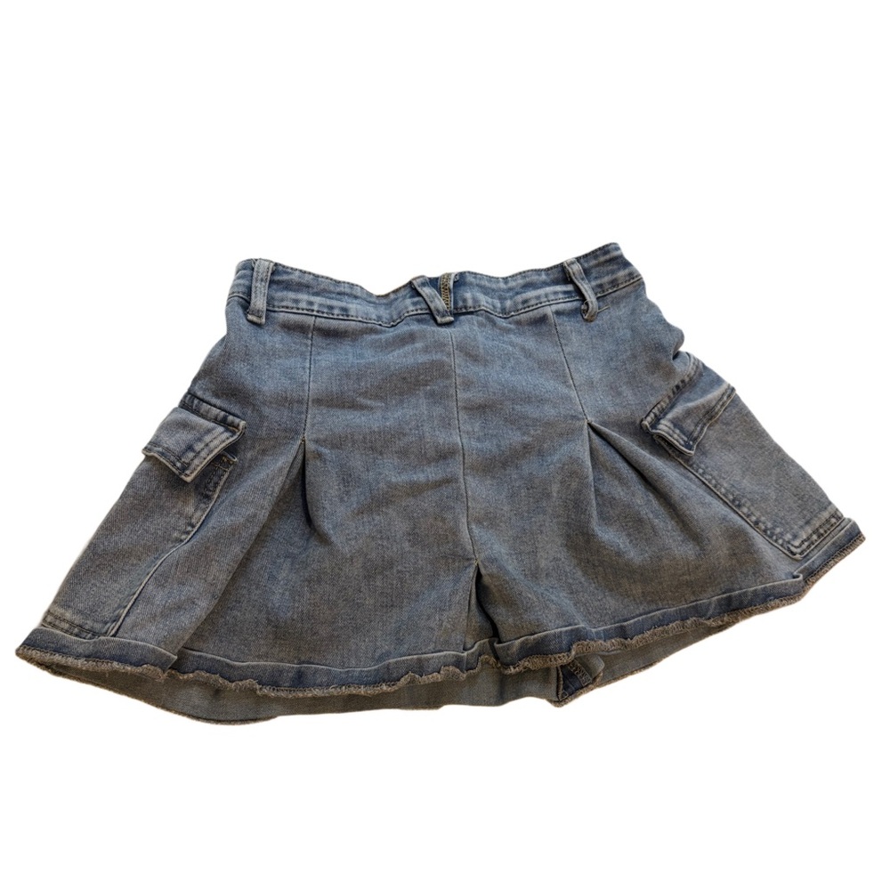 Casual Denim Cargo Skater Skirt